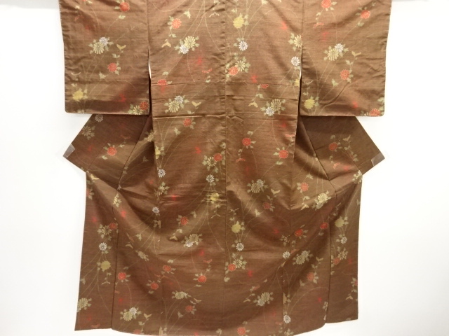 JAPANESE KIMONO / UNUSED / SILK / TSUMUGI / WOVEN KIKU